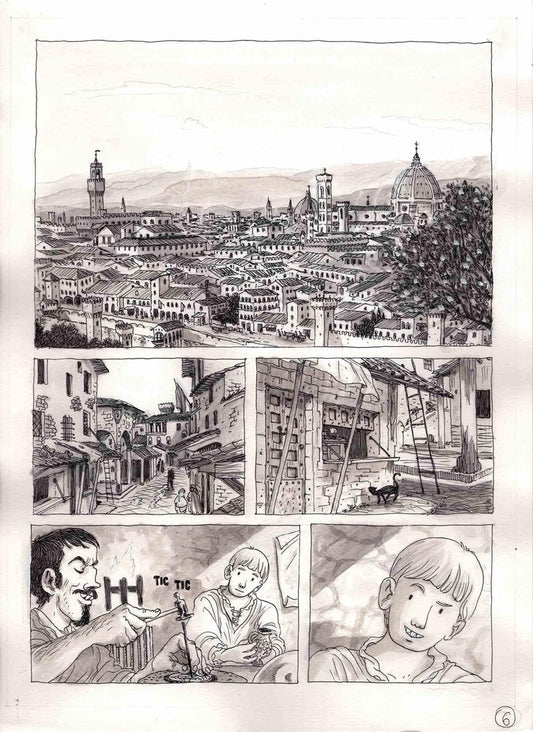 Vincenzo Bizzarri, A Day in Florence, Ink Illustration, 2015