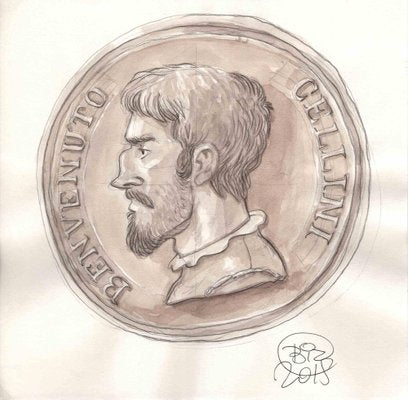 Vincenzo Bizzarri, Benvenuto Cellini on Coin, Illustration, 2015-ZCI-1775668