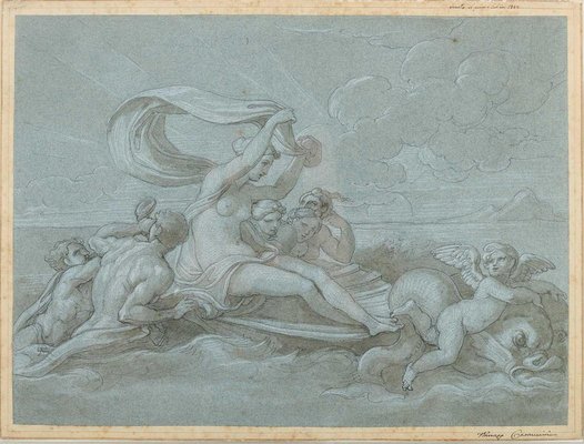 Vincenzo Camuccini, The Birth of Venus, Pen Drawing on Paper, Framed-WFS-1797721