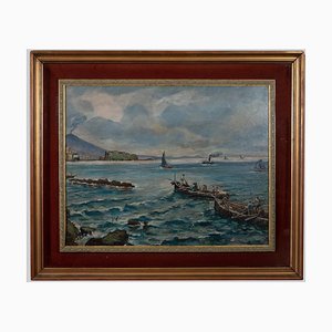 Vincenzo Colucci - Boats Fishing In the Naples - Oil Painting - Mid-20th Century-ZCI-870850