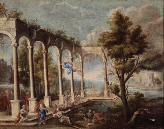 Vincenzo Re, Romantic Scene, 1700s, Oil Painting