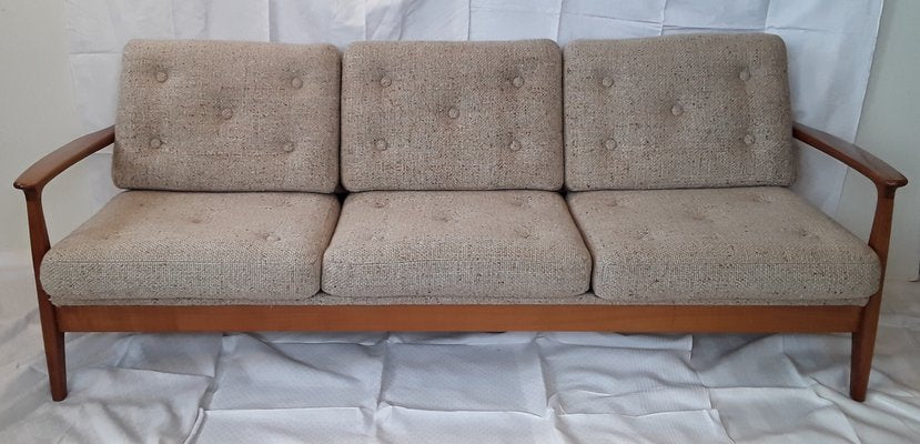 Vinitage German Cherrywood and Beige Wool Daybed from Straub, 1970s-HOI-647212