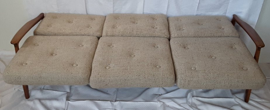 Vinitage German Cherrywood and Beige Wool Daybed from Straub, 1970s-HOI-647212