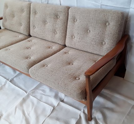 Vinitage German Cherrywood and Beige Wool Daybed from Straub, 1970s-HOI-647212