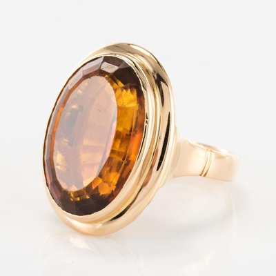 Vintage 11.50 Carat Citrine 18 Karat Yellow Gold Ring, 1960s-OLU-896303