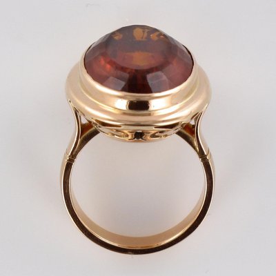 Vintage 11.50 Carat Citrine 18 Karat Yellow Gold Ring, 1960s-OLU-896303