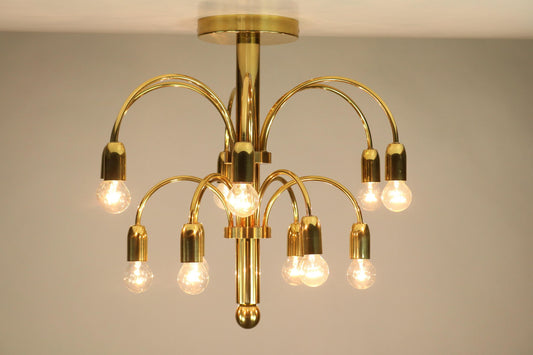 Vintage 12-Light Chandelier by Gaetano Sciolari, 1970s