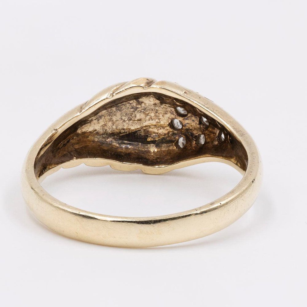 Vintage 12k Yellow Gold Ring with Diamonds, 1970s