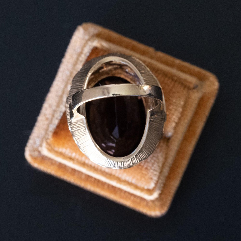 Vintage 14k Gold Cocktail Ring with Smoky Quartz, 1960s-1970s