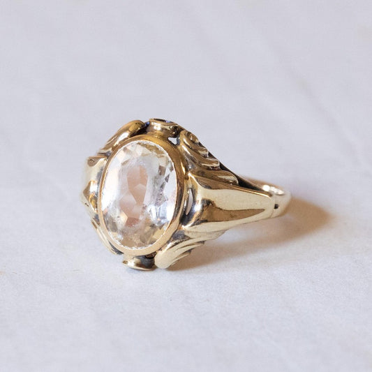 Vintage 14k Gold Quartz Ring, 1950s