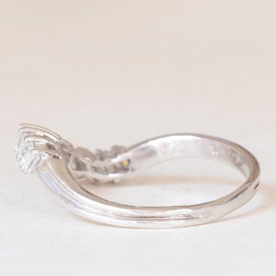 Vintage 14k White Gold Ring with Baguette Cut Diamonds, 1980s-PPA-2019565