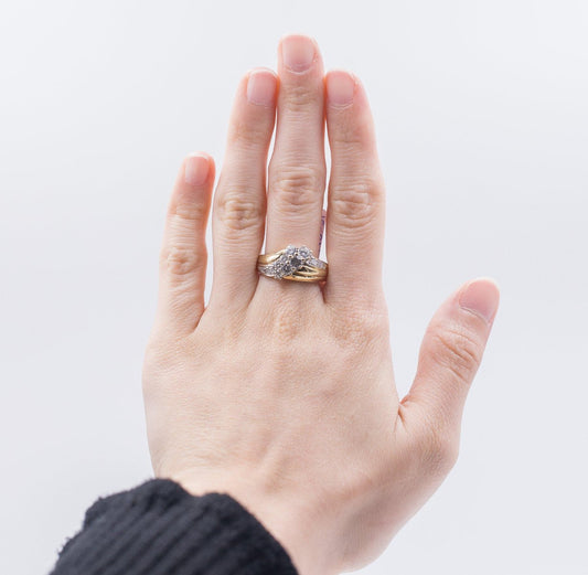 Vintage 14k Yellow Gold Ring with Diamonds, 1970s