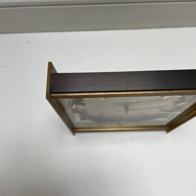 Vintage 1960s Hollywood Regency Brass Glass Table Clock from Kienzle, Germany-QZ-1441765