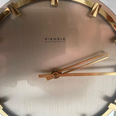 Vintage 1960s Hollywood Regency Brass Glass Table Clock from Kienzle, Germany-QZ-1441765