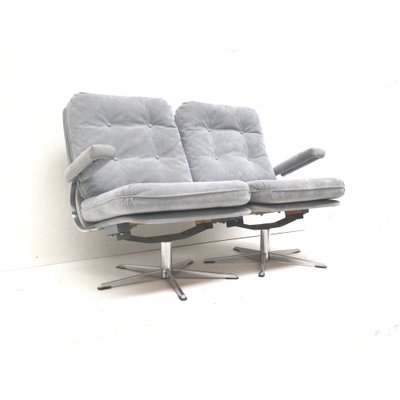 Vintage 2-Seater Sofa with Gray Suede Upholstery, 1970s-XID-1785348