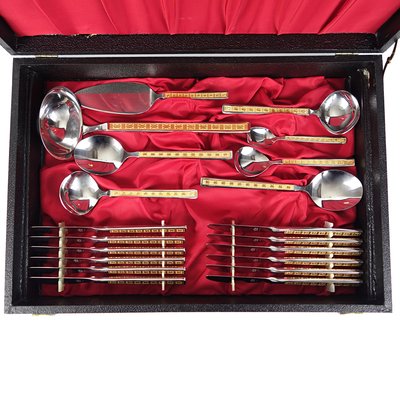 Vintage 24 Carat Gilded Stainless Steel Cutlery Set, Set of 70-RY-843371