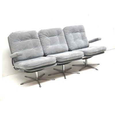 Vintage 3-Seater Sofa with Gray Suede Upholstery, 1970s-XID-1785345