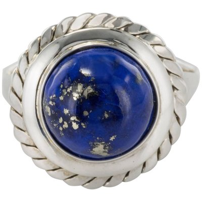 Vintage 4,76 Carat Lapis Lazuli White Gold Ring, 1960s-OLU-896282