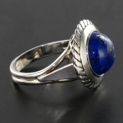 Vintage 4,76 Carat Lapis Lazuli White Gold Ring, 1960s-OLU-896282