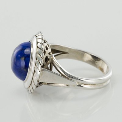 Vintage 4,76 Carat Lapis Lazuli White Gold Ring, 1960s-OLU-896282