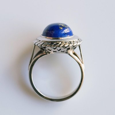 Vintage 4,76 Carat Lapis Lazuli White Gold Ring, 1960s-OLU-896282