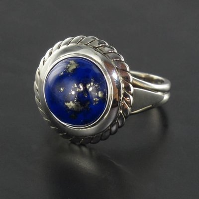 Vintage 4,76 Carat Lapis Lazuli White Gold Ring, 1960s-OLU-896282