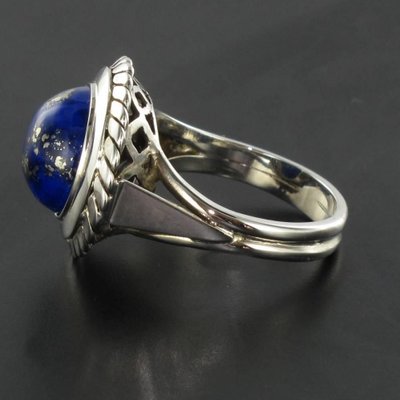 Vintage 4,76 Carat Lapis Lazuli White Gold Ring, 1960s-OLU-896282