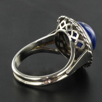 Vintage 4,76 Carat Lapis Lazuli White Gold Ring, 1960s-OLU-896282