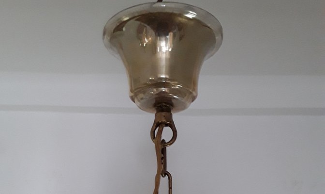 Vintage 5-Arm Ceiling Lamp in Slightly Luminous Tinted Murano Glass, 1970s-HOI-980273