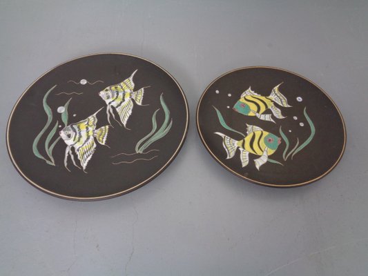 Vintage 717 Ceramic Plates with Fishes from Ruscha, 1970s, Set of 2-RDW-845077