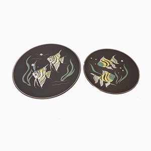 Vintage 717 Ceramic Plates with Fishes from Ruscha, 1970s, Set of 2-RDW-845077