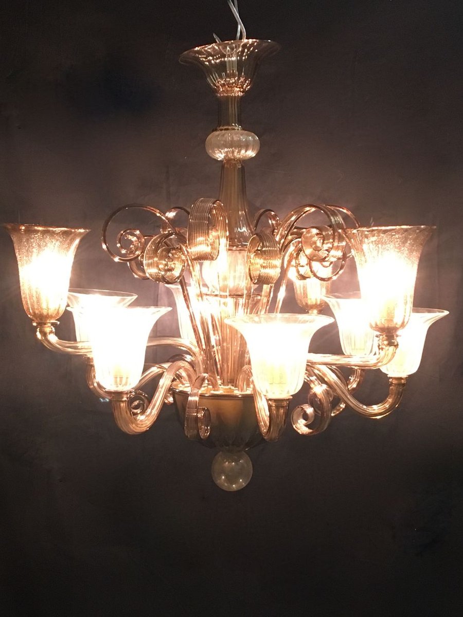 Vintage 9-Light Chandelier from Cesare Toso