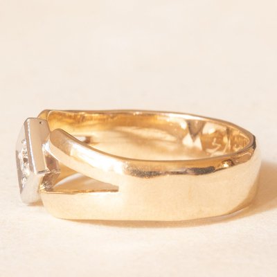 Vintage 9k Yellow Gold Band Ring with European Cut Diamond, 1970s-PPA-2026409