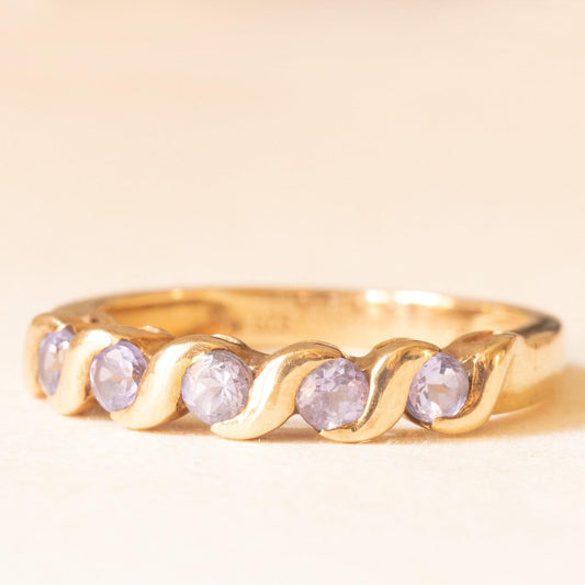 Vintage 9k Yellow Gold Band with Tanzanites, 2000s