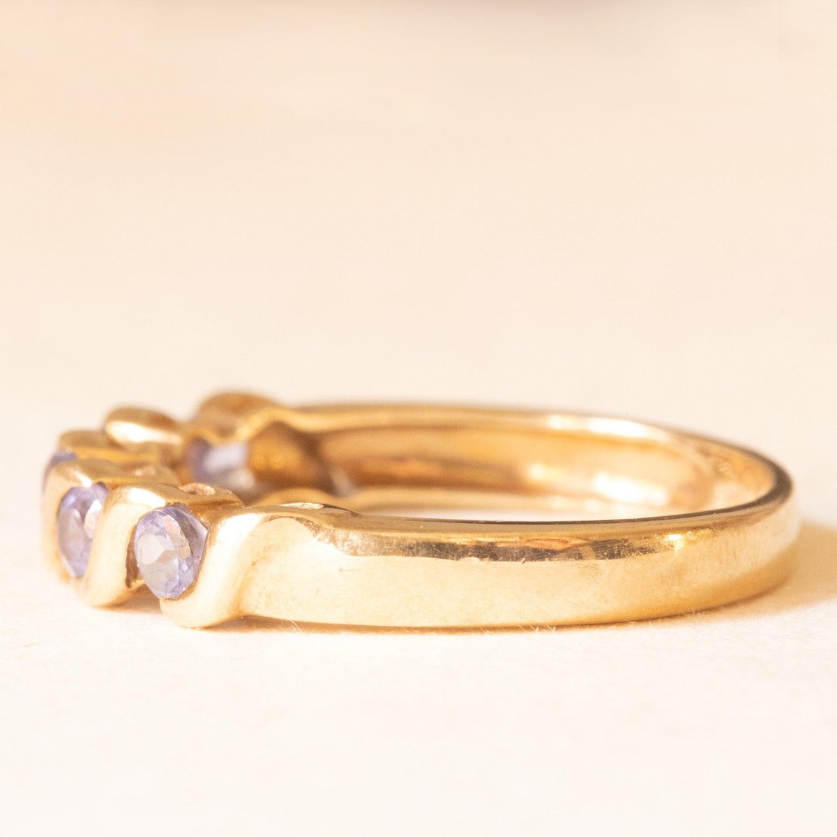 Vintage 9k Yellow Gold Band with Tanzanites, 2000s