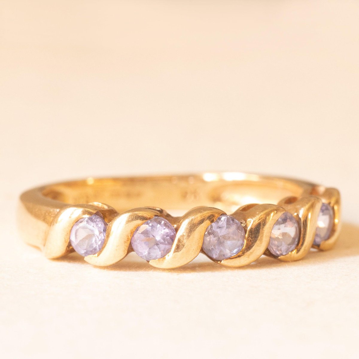 Vintage 9k Yellow Gold Band with Tanzanites, 2000s