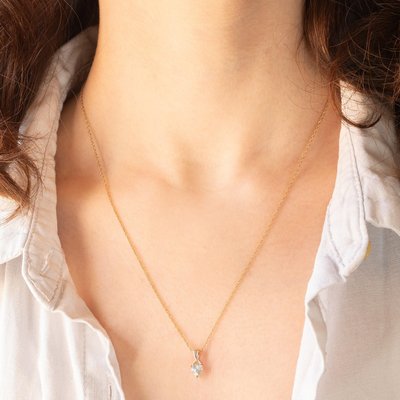 Vintage 9k Yellow Gold Chain Necklace with 9k Yellow and White Gold Pendant with Heart-Cut Blue Topaz, 1990s-PPA-2035216