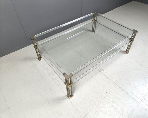 Vintage Acrylic and Brass Coffee Table, 1970s-IRH-2042931