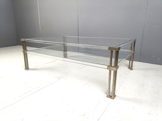 Vintage Acrylic and Brass Coffee Table, 1970s-IRH-2042931