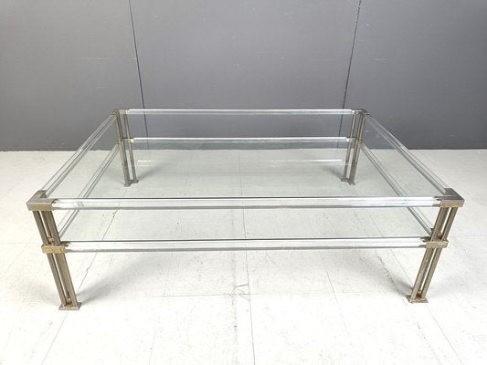 Vintage Acrylic and Brass Coffee Table, 1970s-IRH-2042931