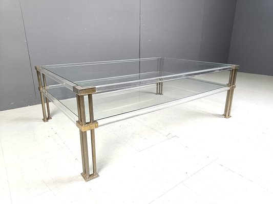 Vintage Acrylic and Brass Coffee Table, 1970s-IRH-2042931