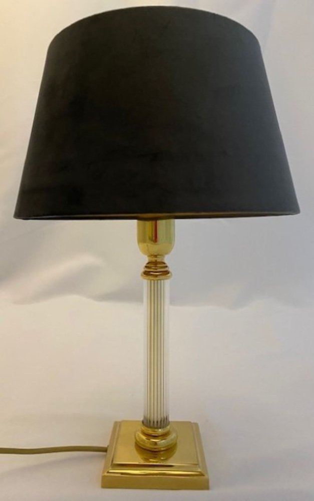 Vintage Acrylic Brass Table Lamp from Le Dauphin, 1970s