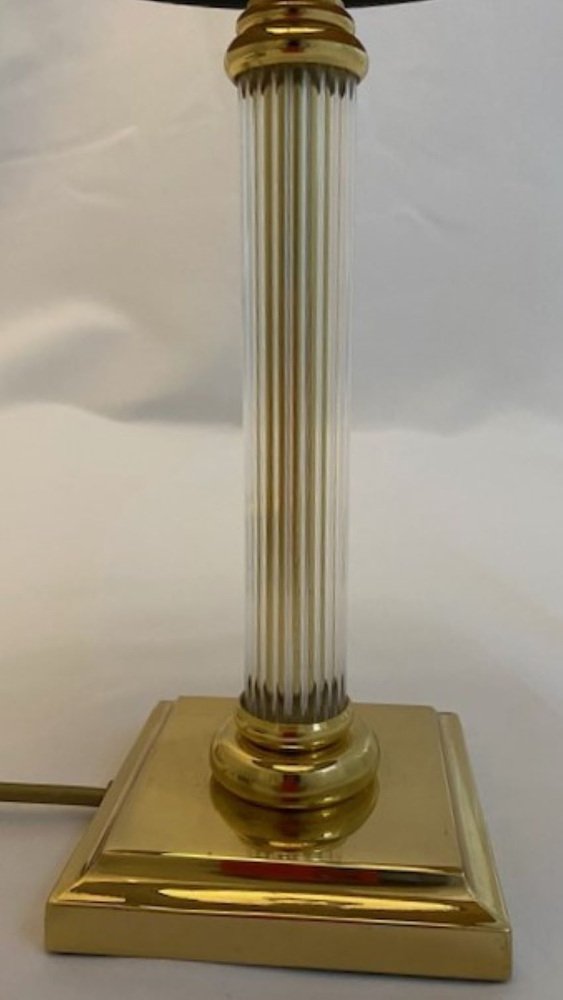 Vintage Acrylic Brass Table Lamp from Le Dauphin, 1970s