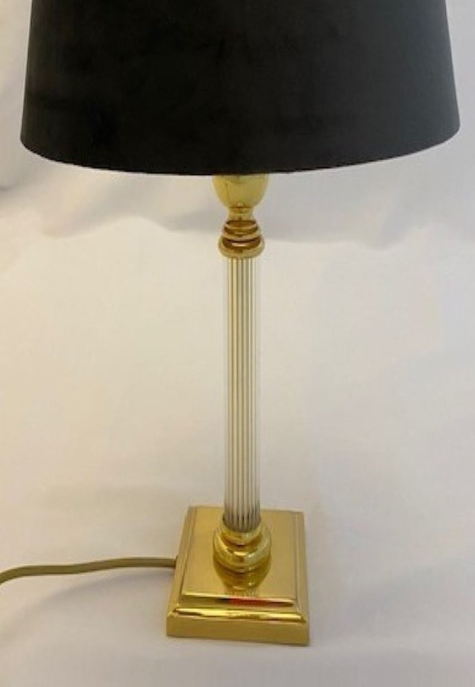 Vintage Acrylic Brass Table Lamp from Le Dauphin, 1970s