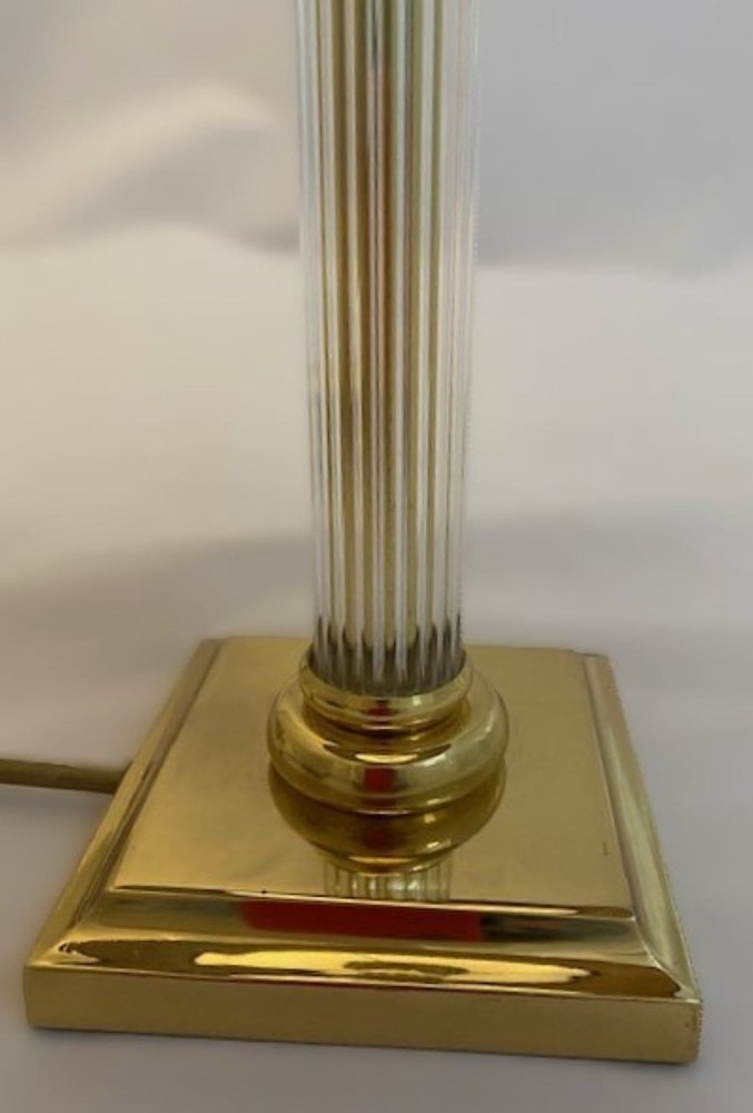 Vintage Acrylic Brass Table Lamp from Le Dauphin, 1970s