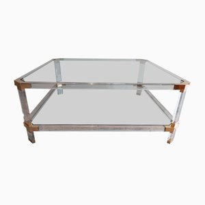 Vintage Acrylic Glass and Brass Coffee Table from Charles & Hollis Jones, 1970s-WBX-694283