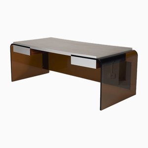 Vintage Acrylic Glass and Ebony Desk-QAC-2019923