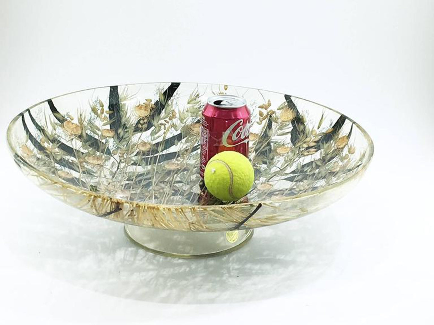 Vintage Acrylic Glass Bowl with Wheat Inclusions, 1970s