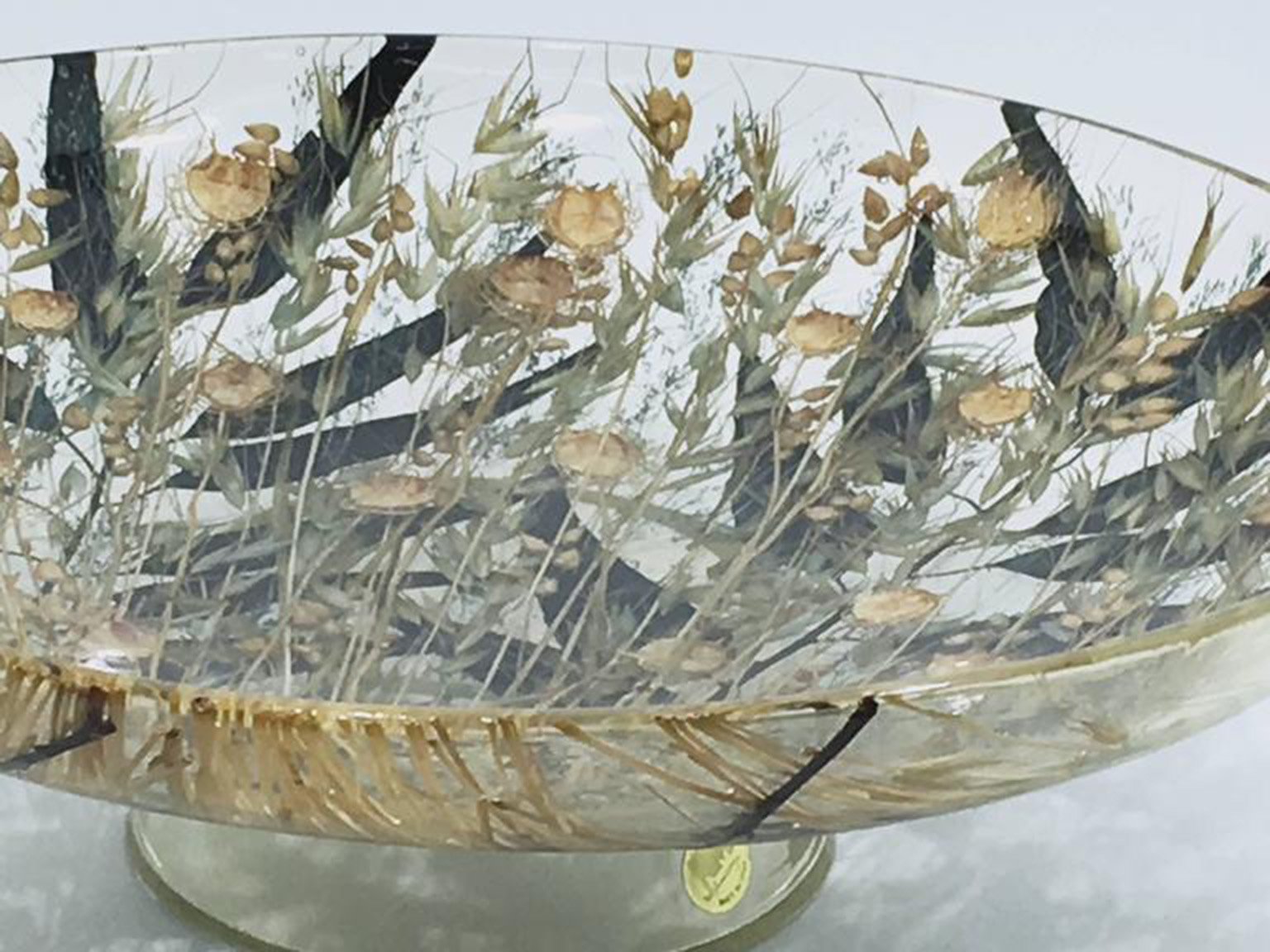 Vintage Acrylic Glass Bowl with Wheat Inclusions, 1970s