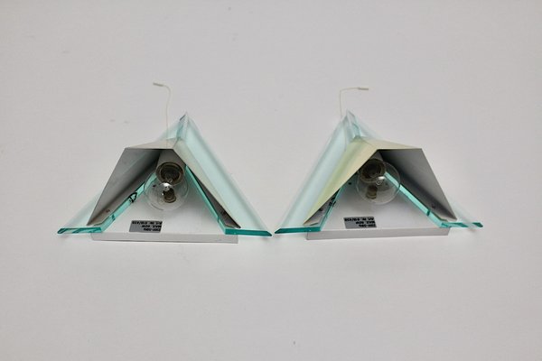 Vintage Acrylic Glass & Metal Sconces, 1990s, Set of 2-NB-1189194